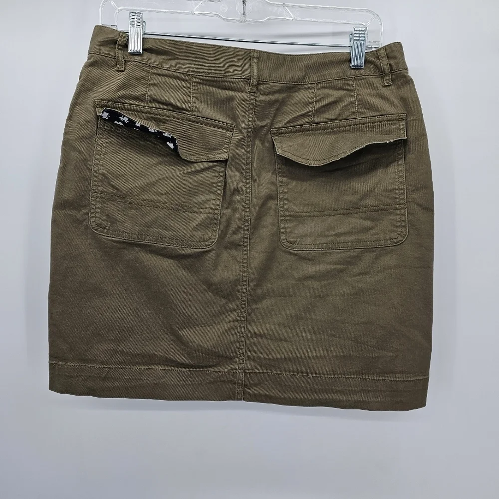 Brooks Brothers olive yolk front chino skirt women's size 8